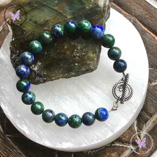 Chrysocolla Healing Bracelet with Silver Toggle Clasp